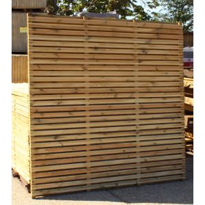 6ft Double Slatted Fence Panel (1800 x 1800mm) - Pressure Treated Green Timber